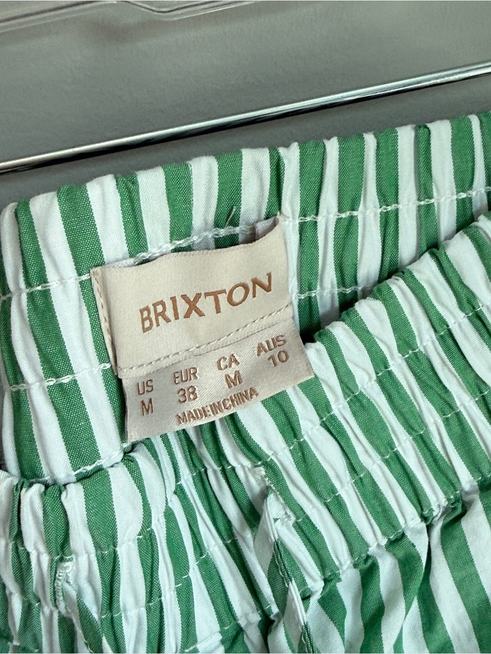 Brixton Sidney Colorblock Stripe Organic Cotton Shorts Green White Boxer Med - Picture 6 of 6
